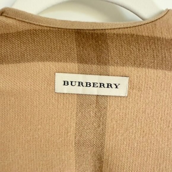 Burberry Charlotte Reversible Merino Wool Check Cape Poncho Camel Tan - Picture 6 of 8